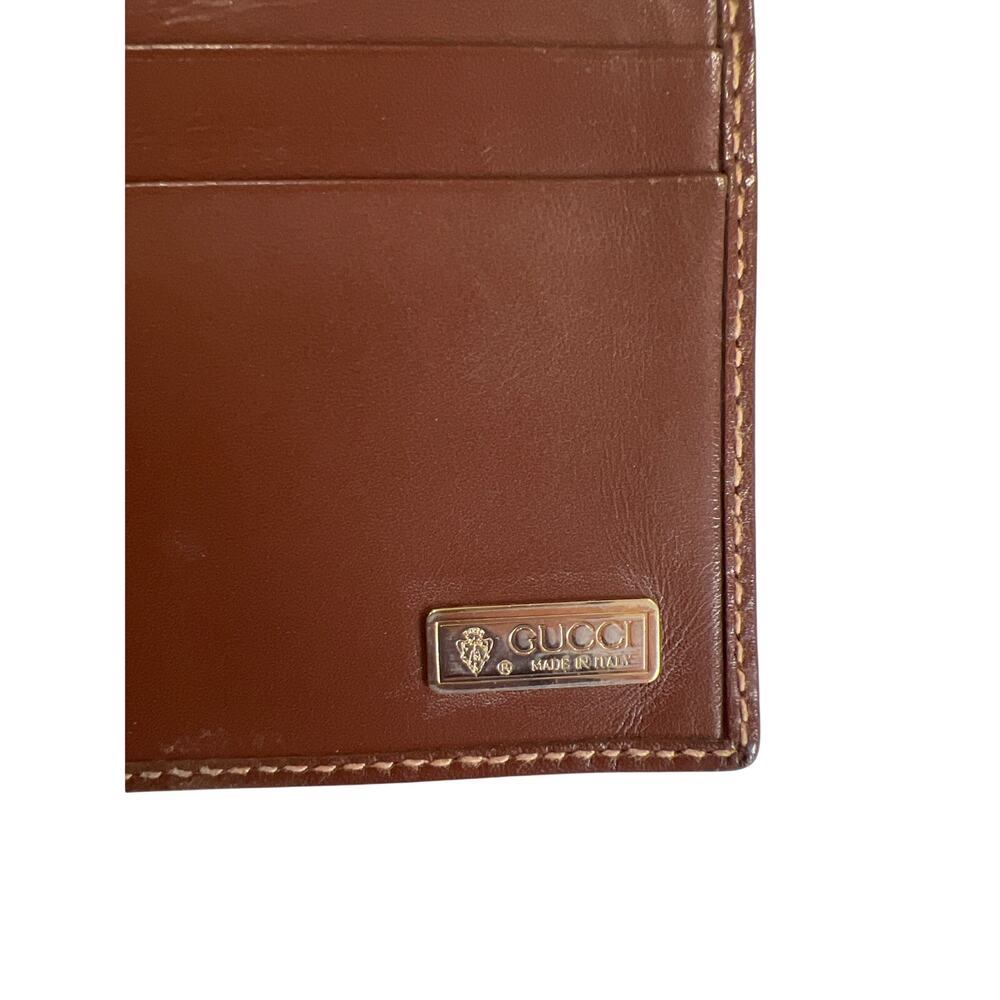 Gucci GG Leather Bifold Wallet with Kisslock Coin Pouch Vintage 80s Cash & Cards - Picture 6 of 11